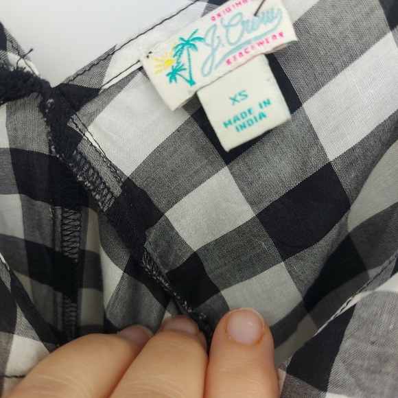 JCrew Beachwear Button-up ruffle long dress in gingham XS Gray Black 100% Cotton - Picture 7 of 9